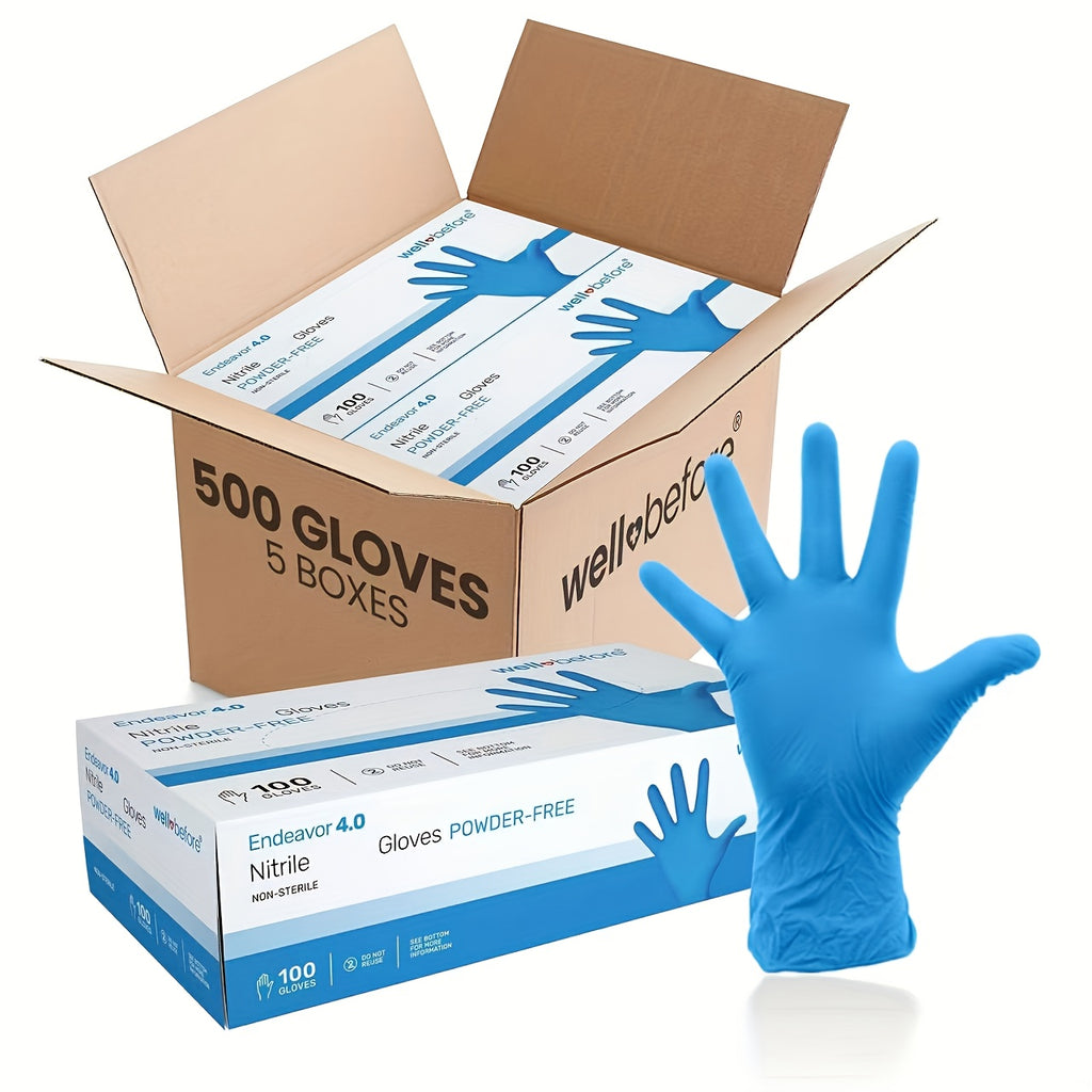 500pcs Heavy-Duty Blue Nitrile Gloves -,, Powder-Free - Latex & Powder-Free, for Industrial, Salon, Laboratory, Kitchen, Cleaning - Bulk Value Pack (S\u002FM\u002FL\u002FXL) - Compatible with Glove Machines, Salon Supplies, Professional Workwear, Reinf...
