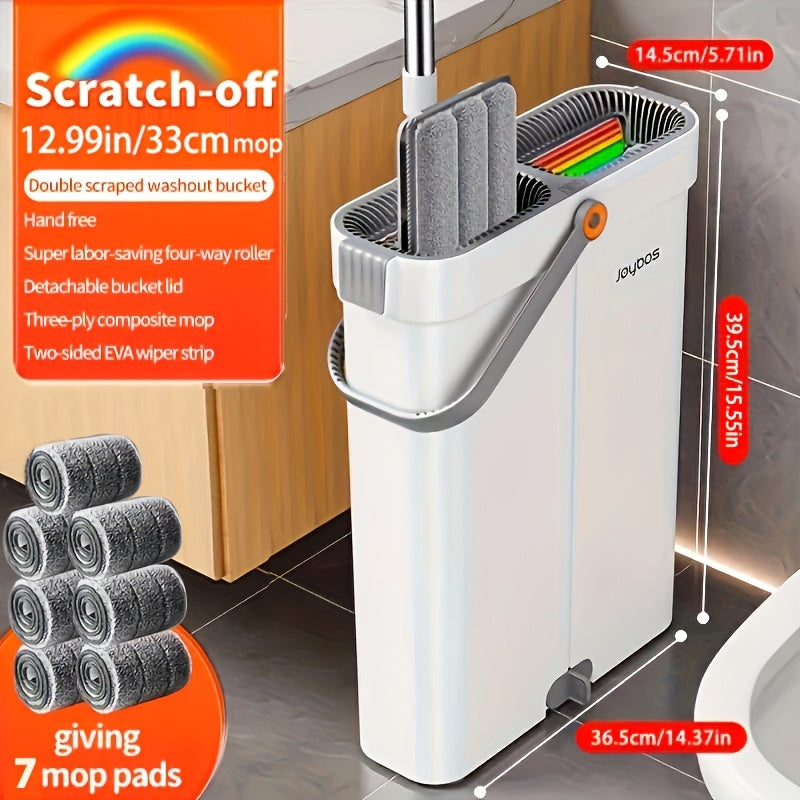 Hand-Free Mop And Wash Bucket Set with 2 Washable Reusable Microfiber Cloths, Machine Washable Matching Cloths, Wet And Dry Floor Dust Mops, Floor Cleaning Systems, Bucket Sets, Cleaning Supplies, Cleaning Tools, Holiday Cleaning - 33cm\u002F40cm