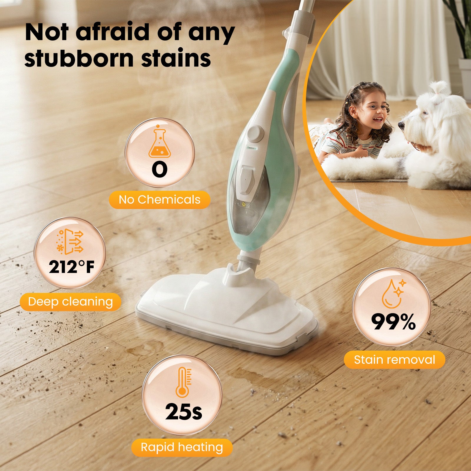 10-in-1 Multifunctional Steam Mop, 1550W Detachable Handheld Steam Cleaner for Floor Cleaning, 16FT Cord, 2 Washable Pads, Multi-Purpose Floor Steamer for Hardwood, Carpet, Tile, Grout, Windows