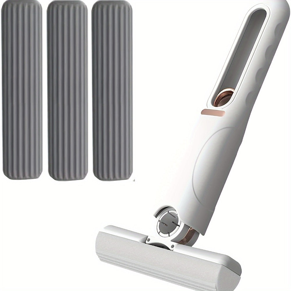 3pcs\u002F 1 set of mini mops with self squeezing mechanism - portable white synthetic fiber cleaning tool, suitable for home, living room, bedroom, furniture and window cleaning, window cleaning tool