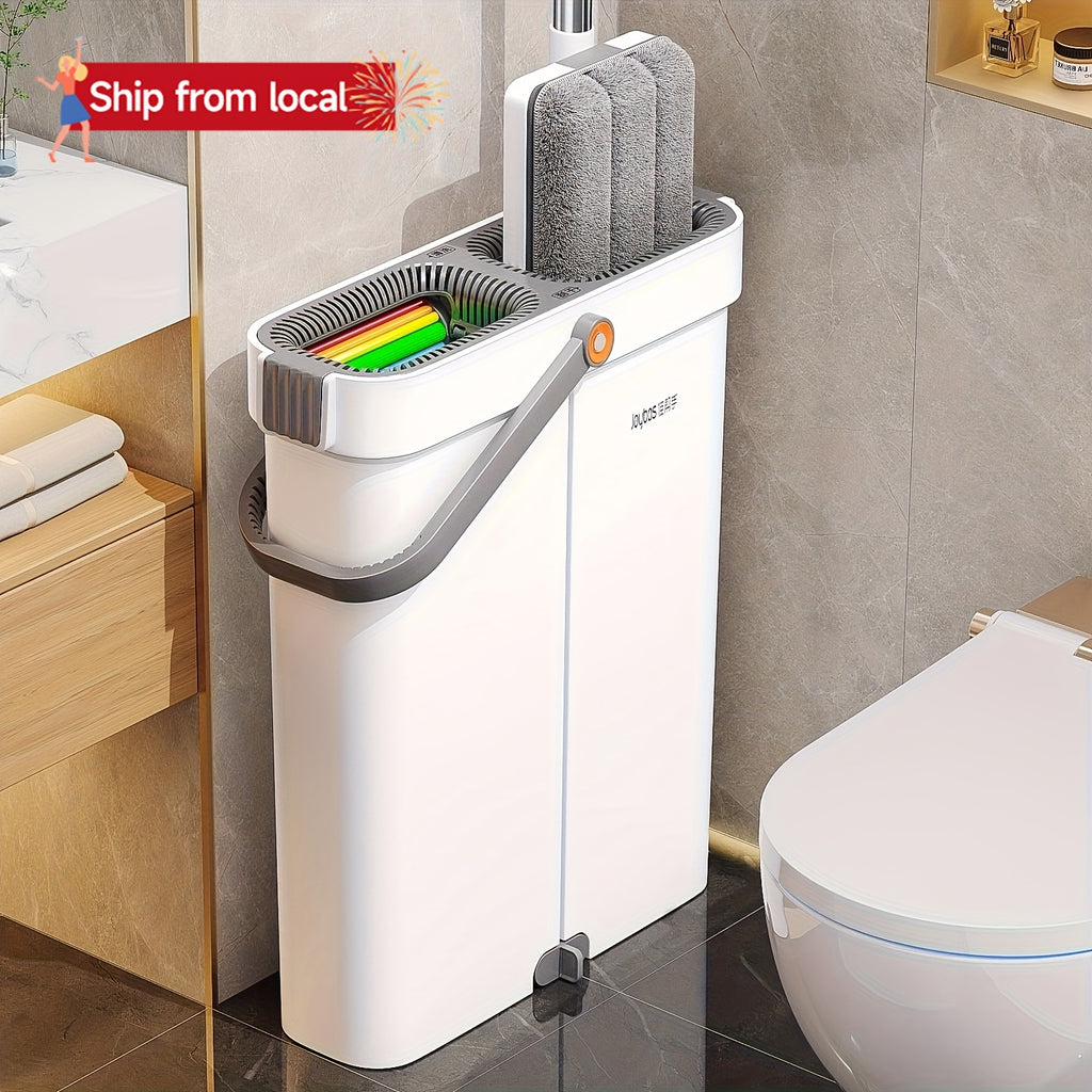 Hand-Free Mop And Wash Bucket Set with 2 Washable Reusable Microfiber Cloths, Machine Washable Matching Cloths, Wet And Dry Floor Dust Mops, Floor Cleaning Systems, Bucket Sets, Cleaning Supplies, Cleaning Tools, Holiday Cleaning - 33cm\u002F40cm