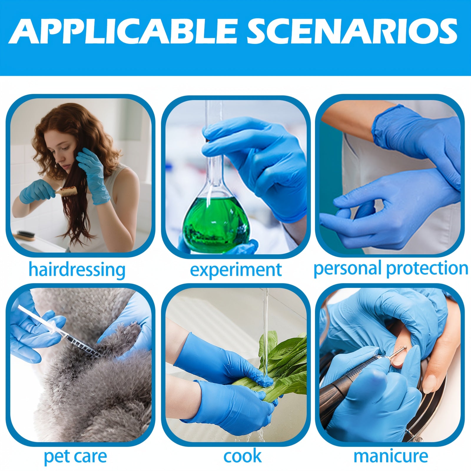 500pcs Heavy-Duty Blue Nitrile Gloves -,, Powder-Free - Latex & Powder-Free, for Industrial, Salon, Laboratory, Kitchen, Cleaning - Bulk Value Pack (S\u002FM\u002FL\u002FXL) - Compatible with Glove Machines, Salon Supplies, Professional Workwear, Reinf...