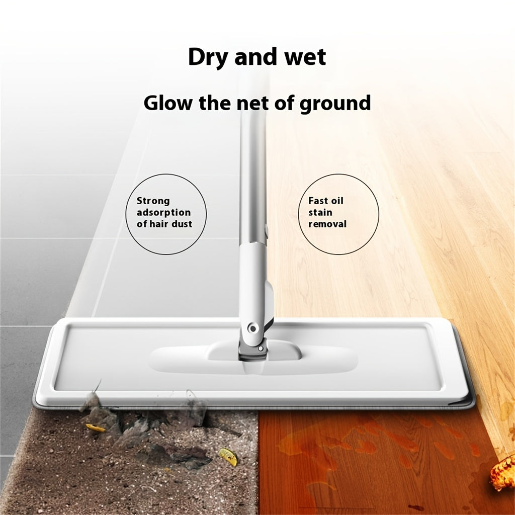 Hands-free Flat Mop And Bucket Set With 2 Reusable Microfiber Pads, Long Handle, Wringer, 360° Flexible Swivel For Floor Cleaning And Wall Cleaning, Mop And Bucket Cleaning Set