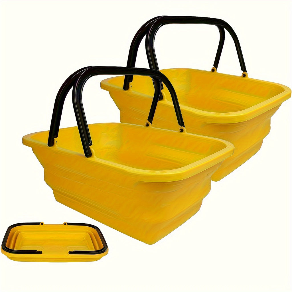 2 PCS Collapsible Bucket With Handle 10L (2.6 Gallon) Portable Water Bucket, Outdoor Multiuse Foldable Water Pail For Car Window Cleaning, Camping, Washing Dishes, Picnic, Fishing