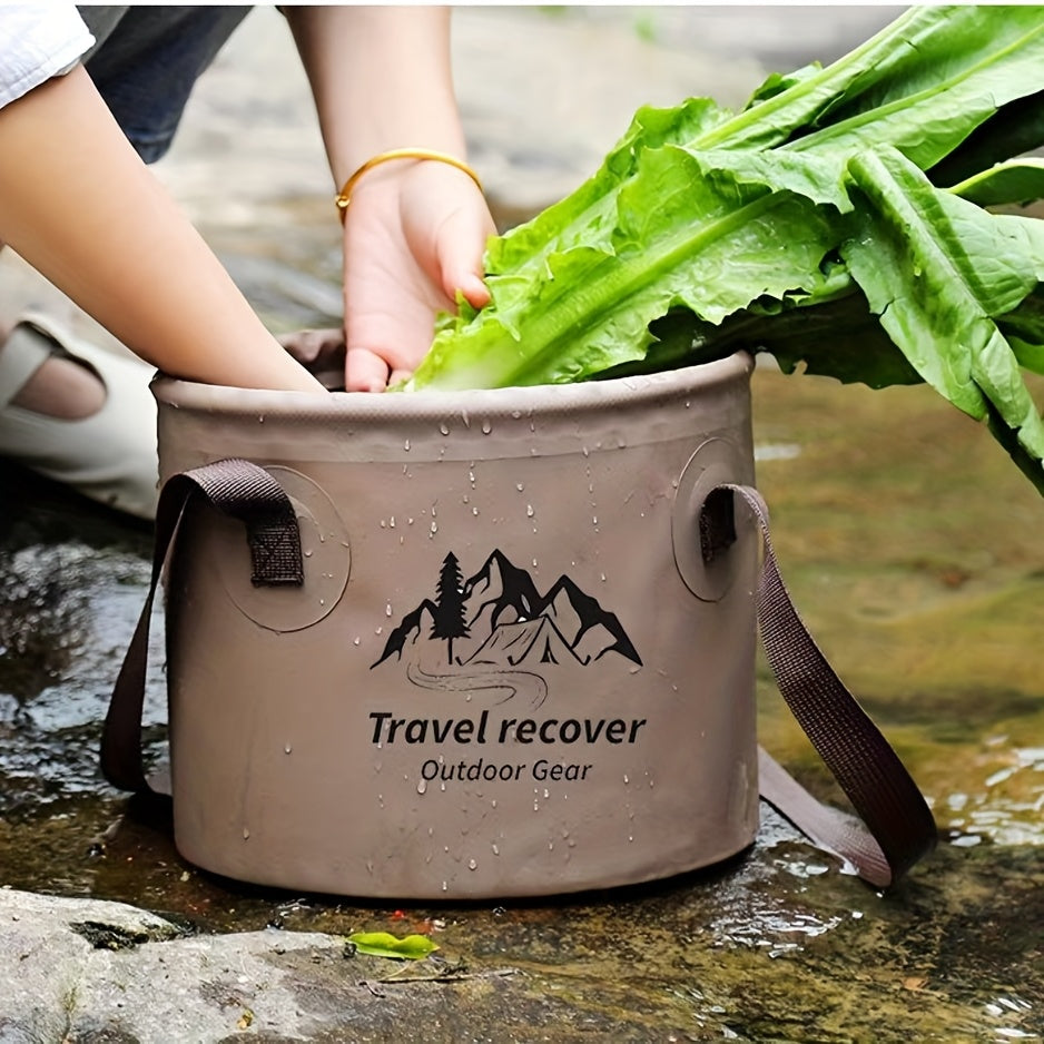 1 Outdoor Foldable 10 Liter Bucket, Portable Travel Camping Fishing Handheld Bucket, Household Travel Multifunctional Storage Bucket