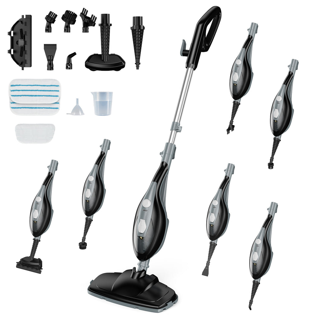 10-in-1 Multifunctional Steam Mop, 1550W Detachable Handheld Steam Cleaner for Floor Cleaning, 16FT Cord, 2 Washable Pads, Multi-Purpose Floor Steamer for Hardwood, Carpet, Tile, Grout, Windows