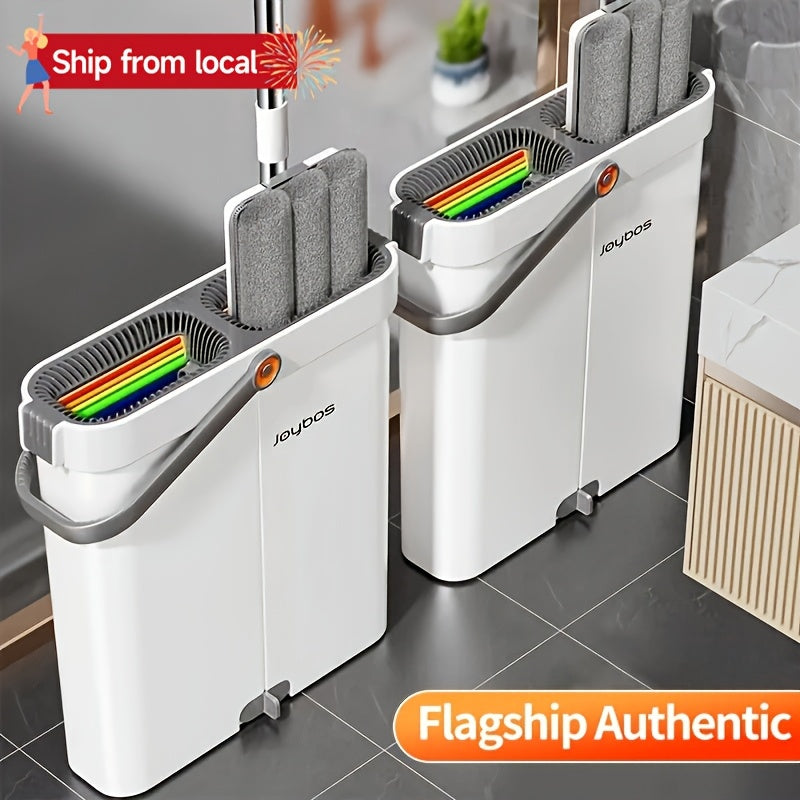 Hand-Free Mop And Wash Bucket Set with 2 Washable Reusable Microfiber Cloths, Machine Washable Matching Cloths, Wet And Dry Floor Dust Mops, Floor Cleaning Systems, Bucket Sets, Cleaning Supplies, Cleaning Tools, Holiday Cleaning - 33cm\u002F40cm