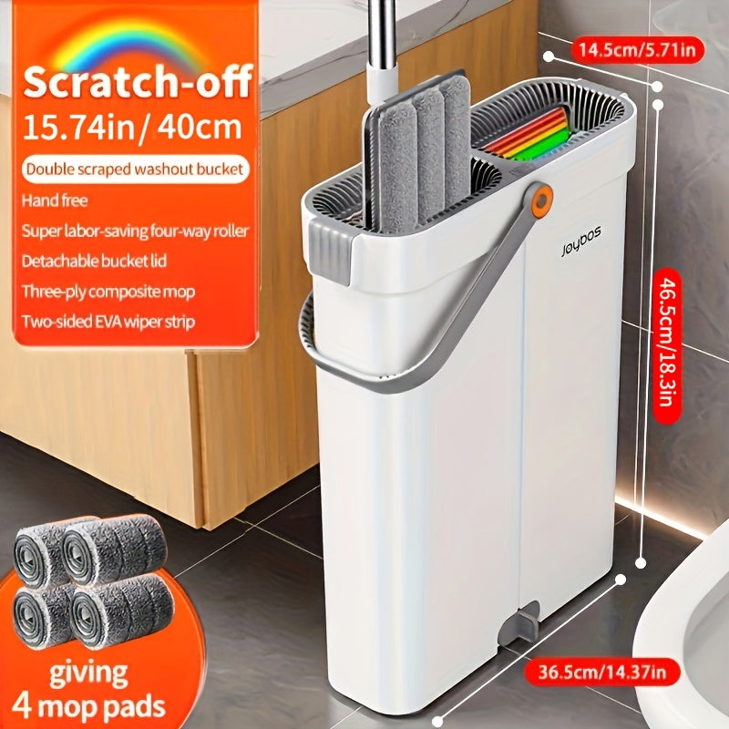 Hand-Free Mop And Wash Bucket Set with 2 Washable Reusable Microfiber Cloths, Machine Washable Matching Cloths, Wet And Dry Floor Dust Mops, Floor Cleaning Systems, Bucket Sets, Cleaning Supplies, Cleaning Tools, Holiday Cleaning - 33cm\u002F40cm