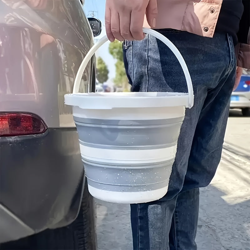 2pcs Portable Foldable Water Bucket and Ladle - Collapsible Heavy-Duty Plastic Bucket Suitable for Outdoor Camping, Travel, Car Washing, Fishing, Bathroom - Compact Water Bucket for &, Plastic Cleaning