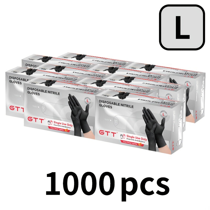 A Pack of 1000 Black Disposable Nitrile Gloves, Perfect for Household Cleaning. These Gloves Are Powder-Free, Latex-Free, And Non-Allergenic, Making Them Suitable for Various Situations And Available in Sizes S, M, L, And XL