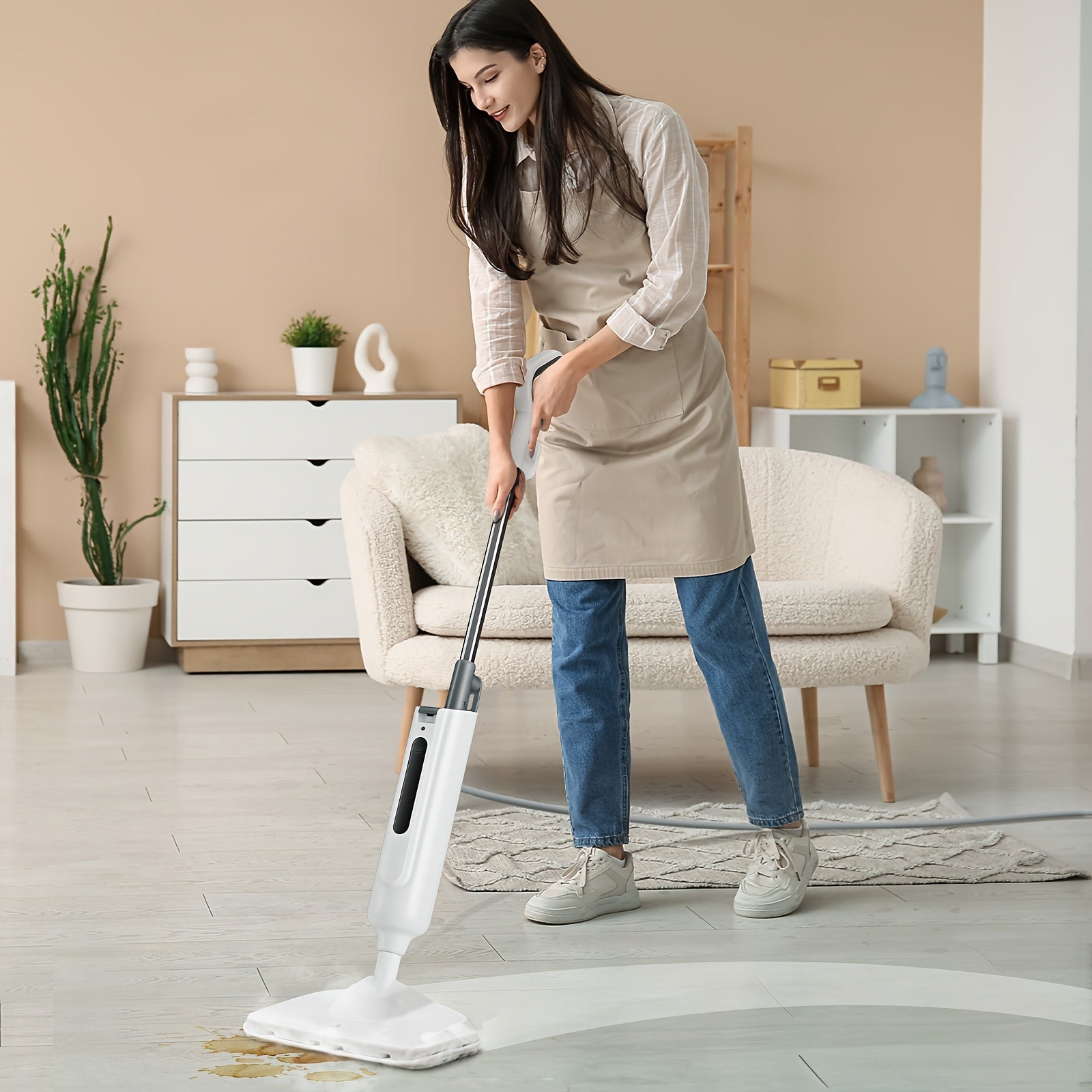 7-in-1 Steam Mop | Hardwood Floor Steamer, Powerful Cleaner for Carpet, Laminate, and Tiles, 3 Adjustable Steam Settings, 30s Fast Heat-up, Includes Carpet Glider & 2 Washable Microfiber Pads, Detachable Handheld Steamer for Walls, Metal, 120