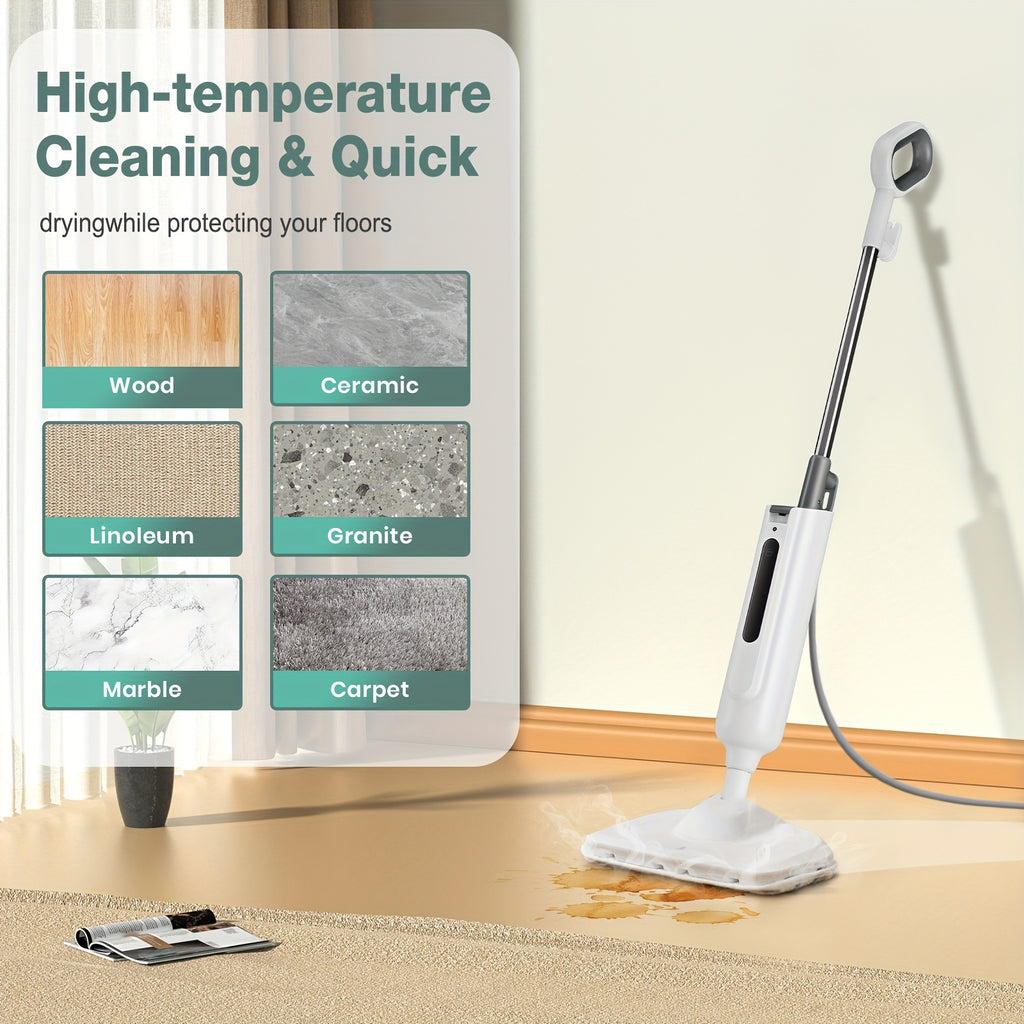 7-in-1 Steam Mop | Hardwood Floor Steamer, Powerful Cleaner for Carpet, Laminate, and Tiles, 3 Adjustable Steam Settings, 30s Fast Heat-up, Includes Carpet Glider & 2 Washable Microfiber Pads, Detachable Handheld Steamer for Walls, Metal, 120