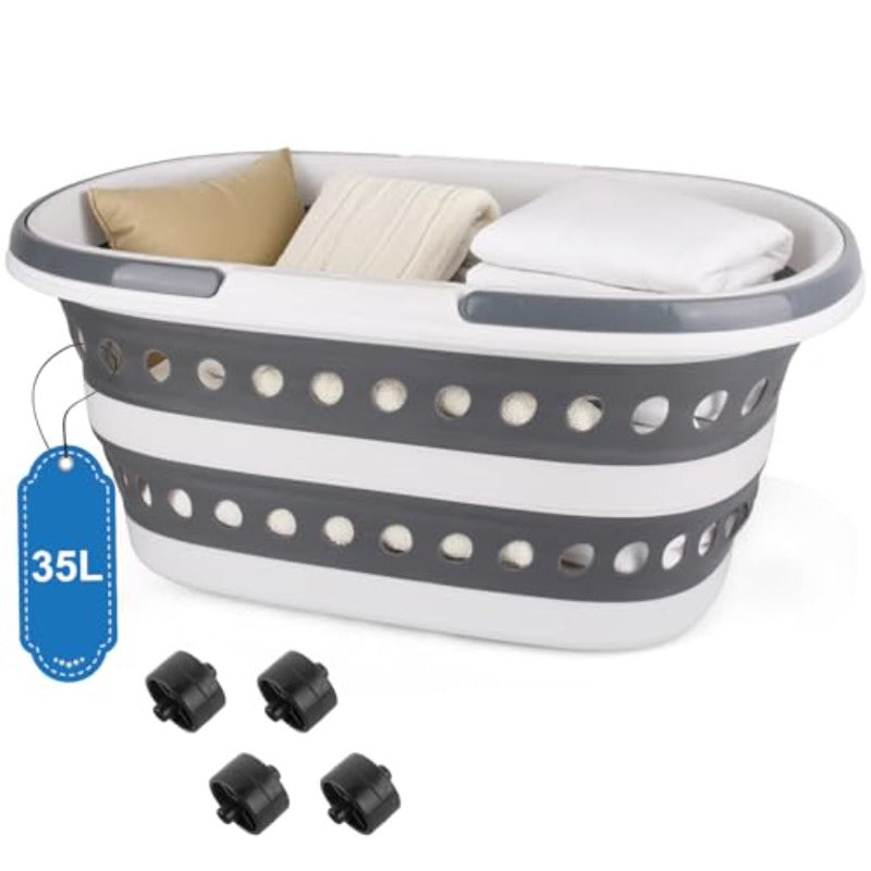 Collapsible Mop Bucket and Ice Bucket-5L 1. 3 Gallon Household Cleaning Dust Mops Bucket 35L (9. 25 Gallon) Collapsible Laundry Basket with Wheels Large Collapse Laundry Basket with Handles