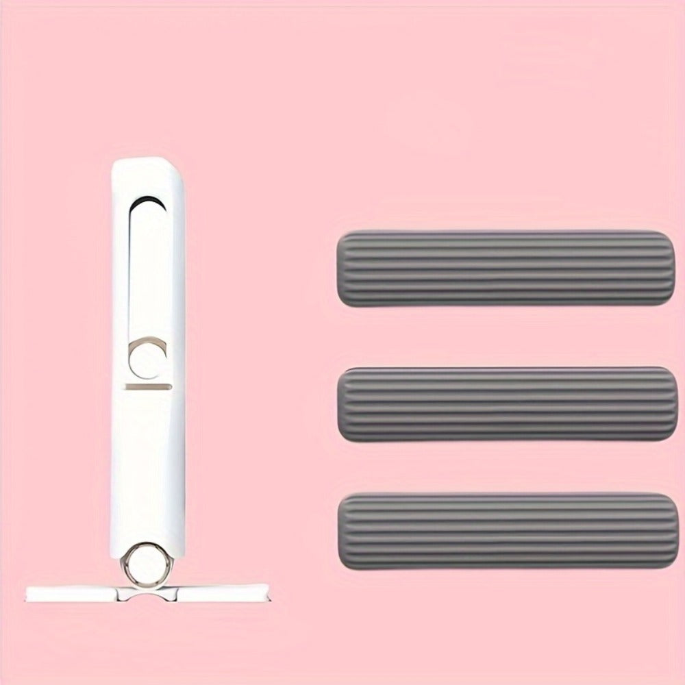 3pcs\u002F 1 set of mini mops with self squeezing mechanism - portable white synthetic fiber cleaning tool, suitable for home, living room, bedroom, furniture and window cleaning, window cleaning tool