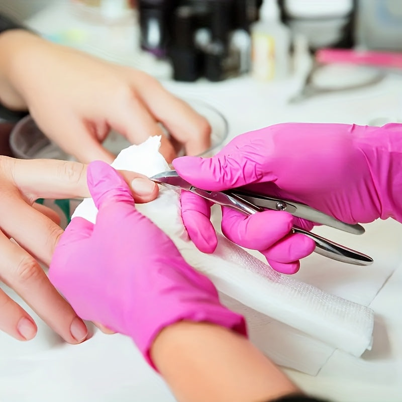 50\u002F100pcs Deep Pink Gloves, Waterproof & Tear-Resistant, Multi-Use For Kitchen, Cleaning, Tattoo, Hair Coloring, Beauty, Auto Repair, Restaurant, Daily Home Use, Cleaning Gloves, Disposable Gloves