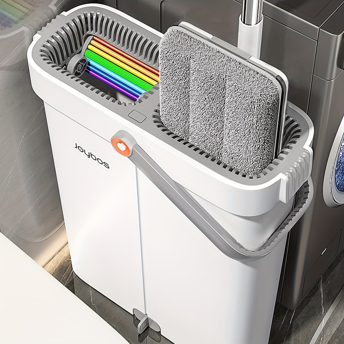 12.99\u002F15.74in Flat Mop And Bucket Set, Floor Cleaning System, Wet Dry For Wall Cleaner, Hardwood Floor Mop With Microfiber Cloths, Bedroom\u002F Bathrooms\u002Fliving Room Cleaning Supplies