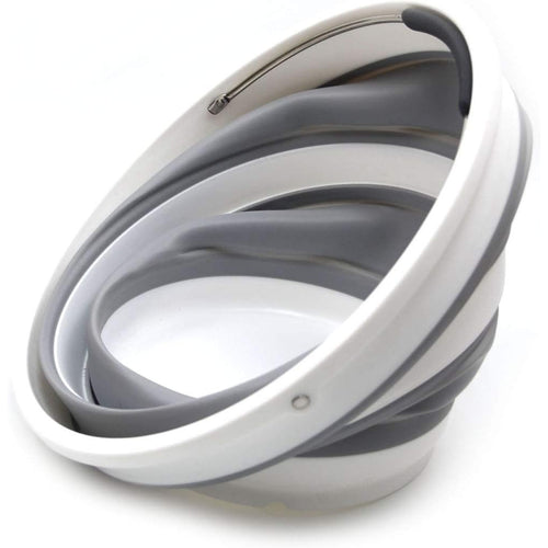 10L \u002F 2.64 Gallon Collapsible Plastic Bucket - Foldable Round Tub - Portable Fishing Water Pail - Car Cleaning - Space-Saving Outdoor Water Container, Size 12.2inch Diameter (1, Grey)